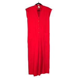 Vintage 60s Fritzi California Red Wide Leg Jumpsuit Coverall M Mod Space Age